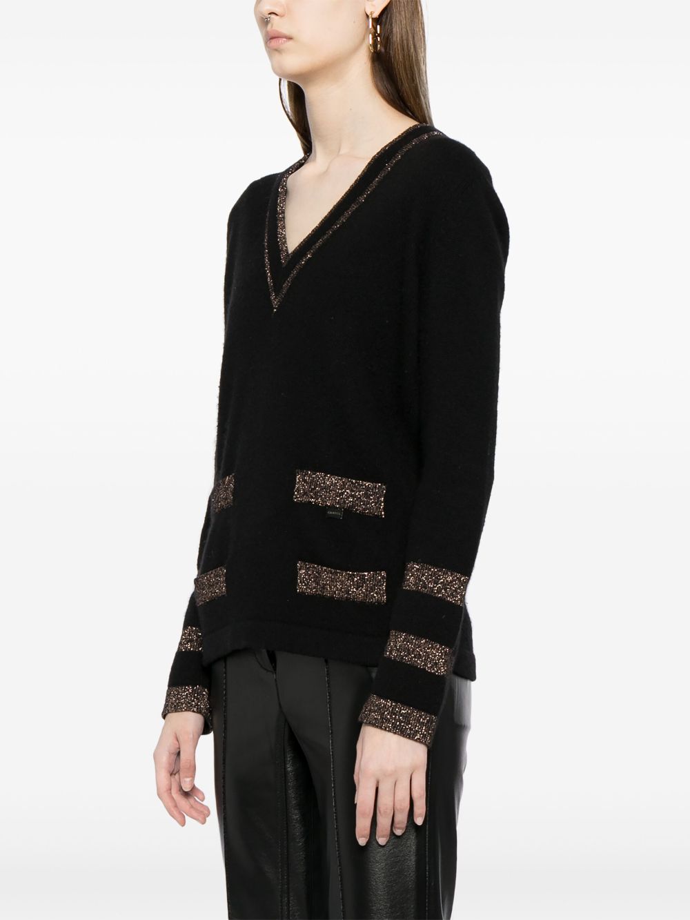 CHANEL 2004 V-neck cashmere-blend jumper Women