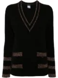 CHANEL Pre-Owned 2004 V-neck cashmere-blend jumper - Black