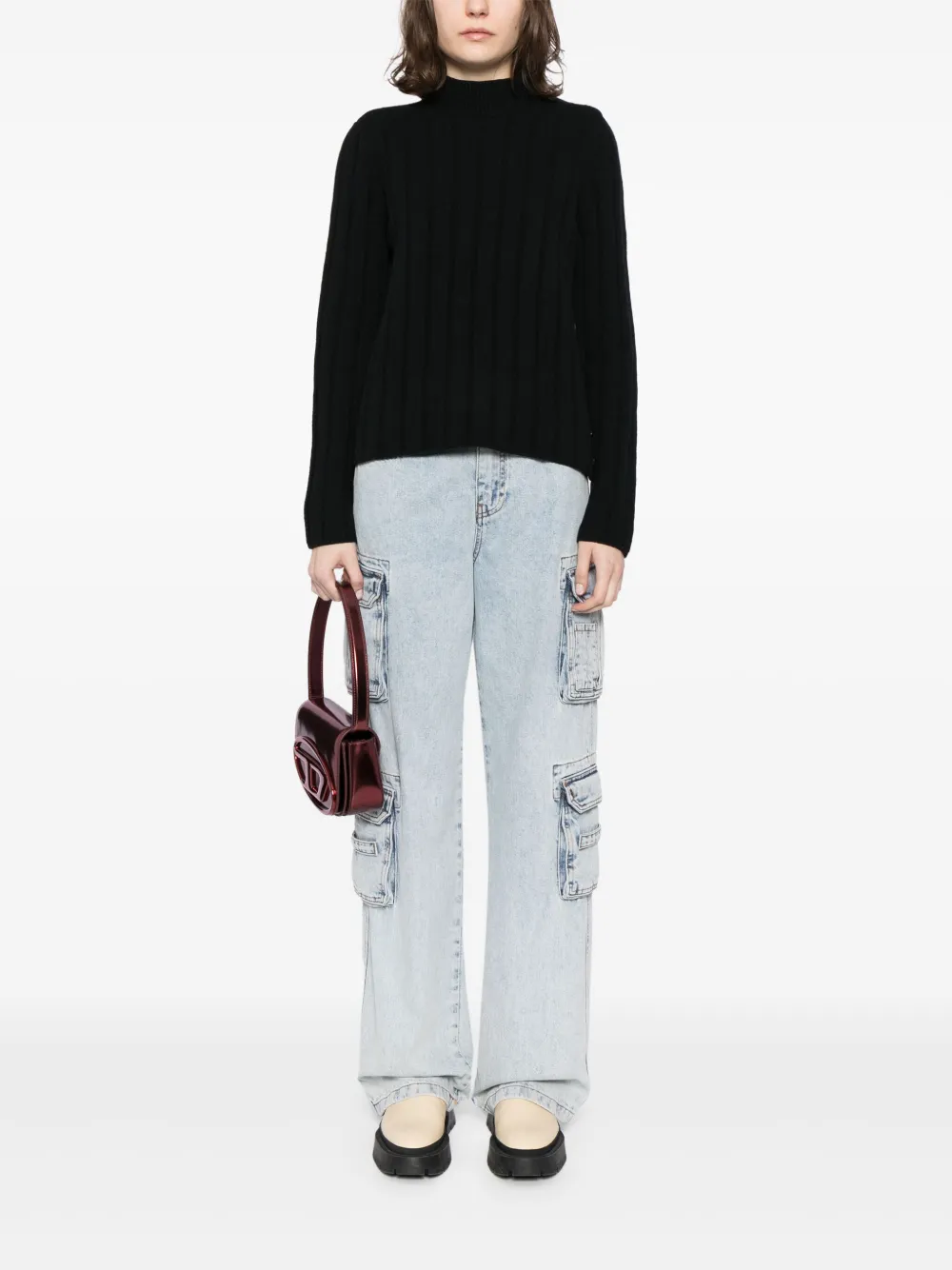 CHANEL Pre-Owned 2000s geribbelde trui van wolblend - Zwart