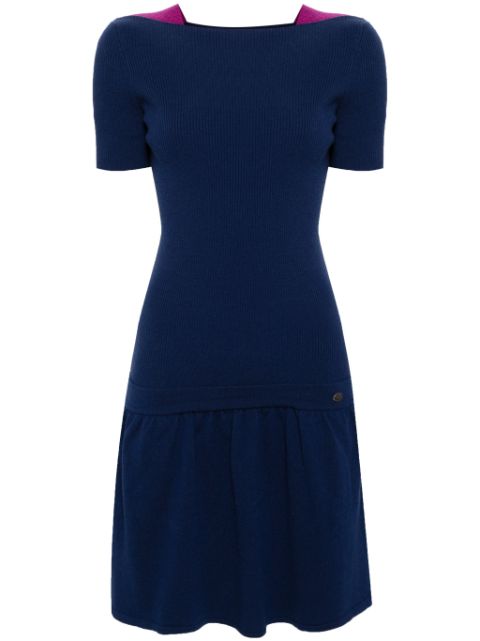 HOT SALE CHANEL 2000s ribbed wool-cashmere dress Women