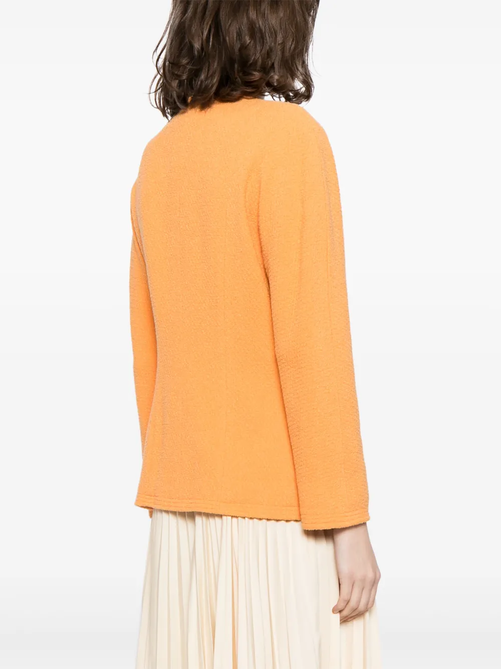Pre-owned Chanel 2010s Button-up Tweed Jacket In Orange