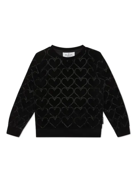 Philipp Plein Junior Moletom com tachas de coração