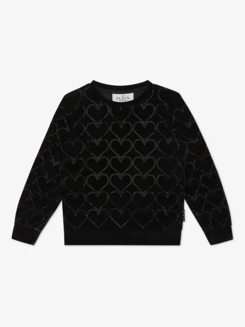 Philipp Plein Junior heart-studded sweatshirt