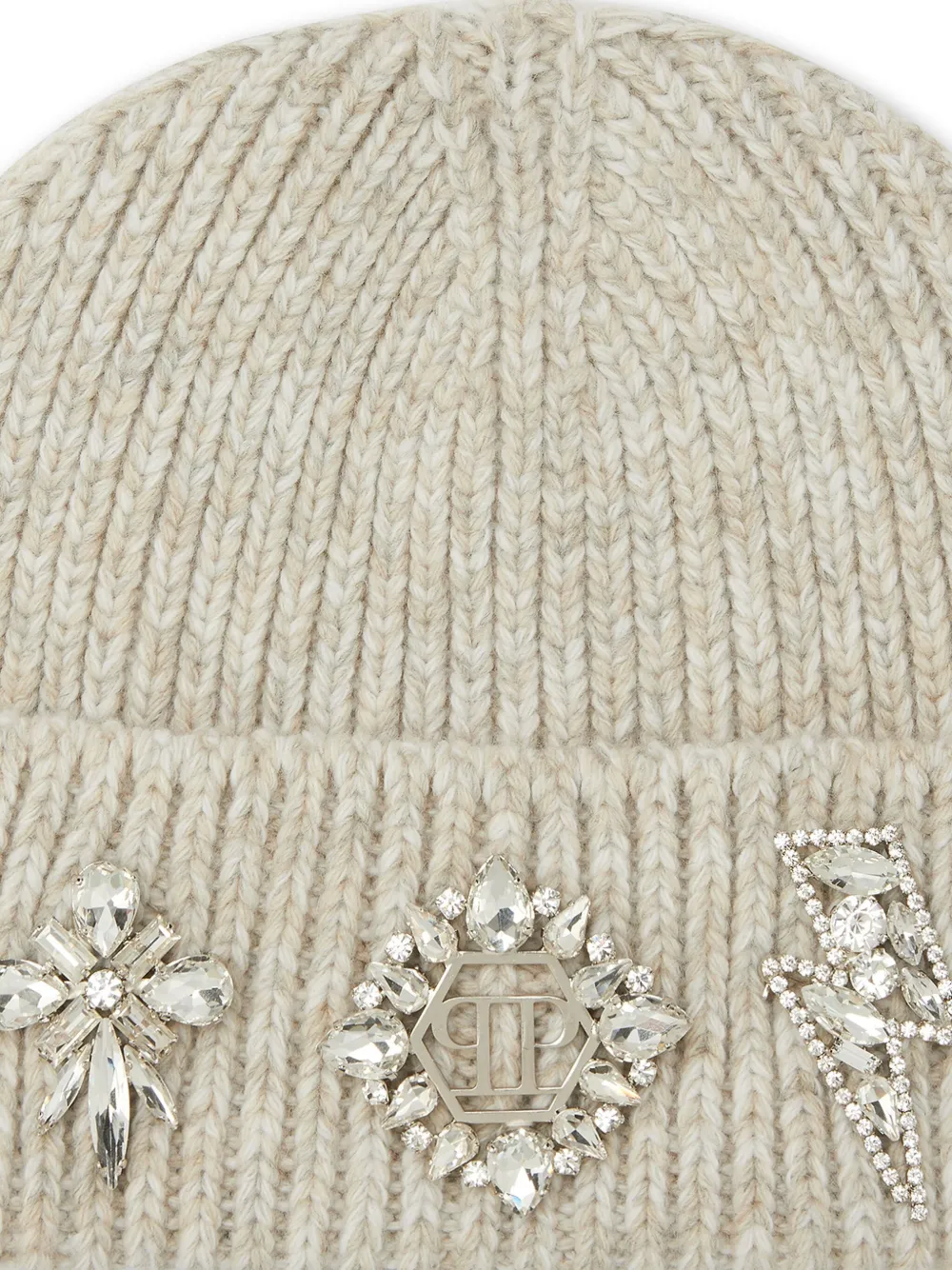 Philipp Plein Muts met broche detail Beige