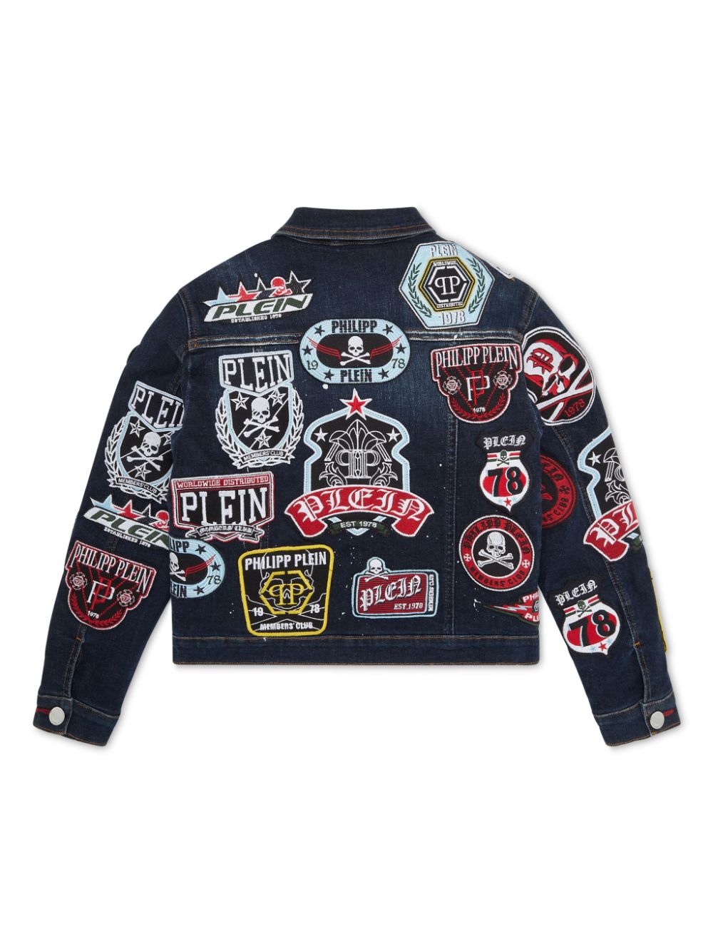 Philipp Plein Junior patch-detail denim jacket - Blauw