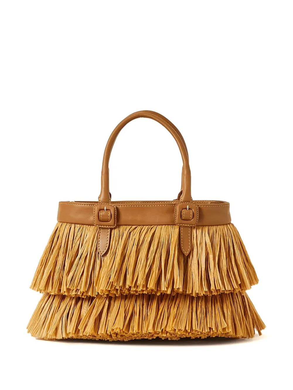 fringed raffia two-way handbag