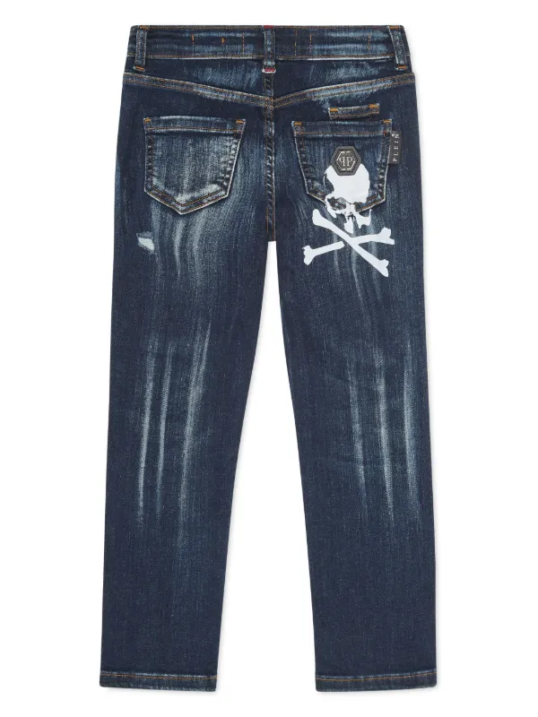パンツ 00s archive PHILIPP PLEIN SKULL denim Philipp Plein Junior Skull & Bones Jeans | Blue | FARFETCH