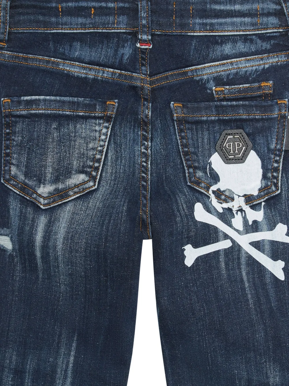 Philipp Plein Junior Skull & Bones jeans Blauw