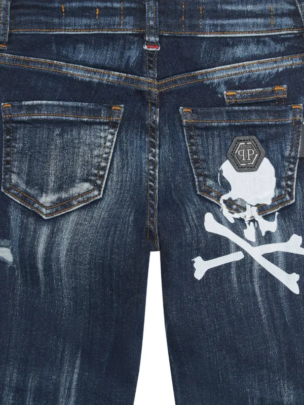 Philipp Plein Junior Skull & Bones Jeans | Blue | FARFETCH