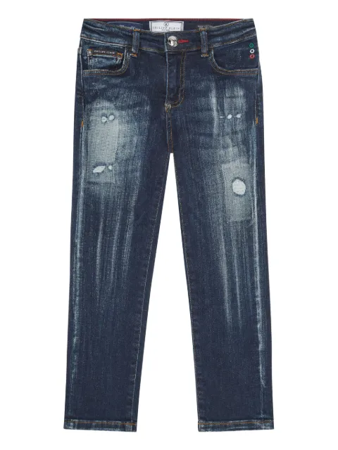 Philipp Plein Junior Calça jeans Skull & Bones