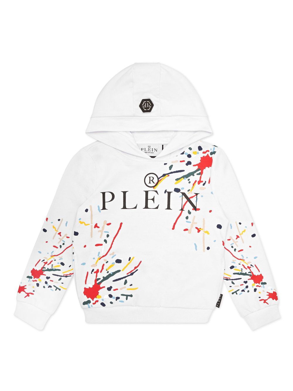 Philipp Plein Junior paint splatter-print hoodie - White