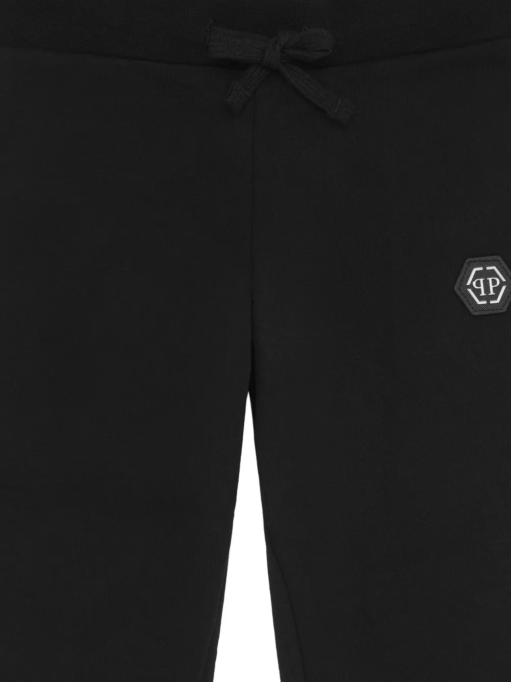 Philipp Plein Junior Elastische trainingsbroek met trekkoord en logopatch Zwart