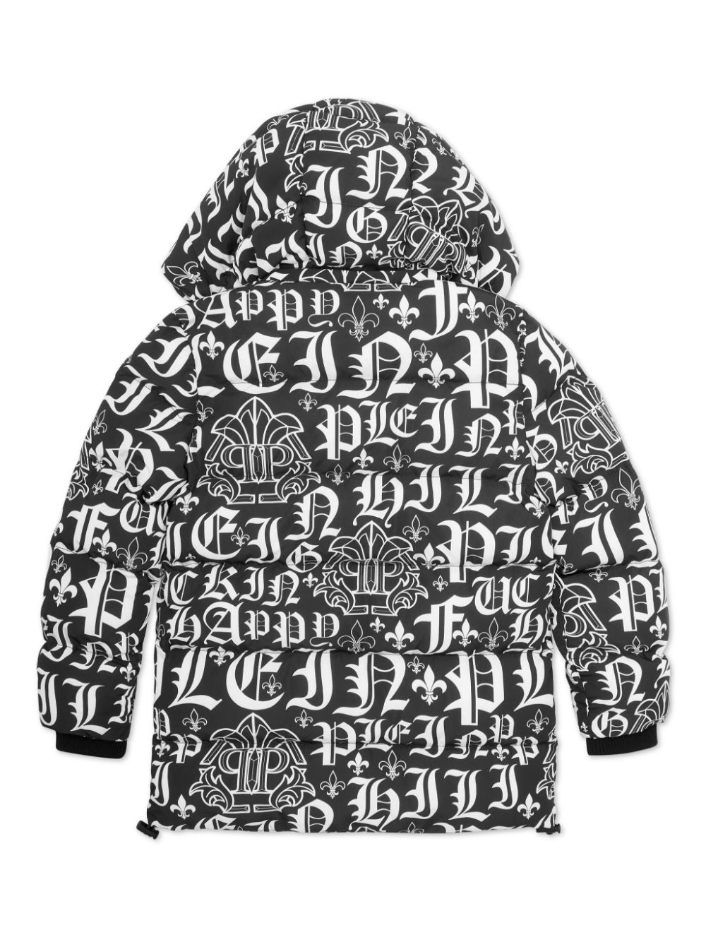 Philipp Plein Junior Donsjack met logoprint - Zwart