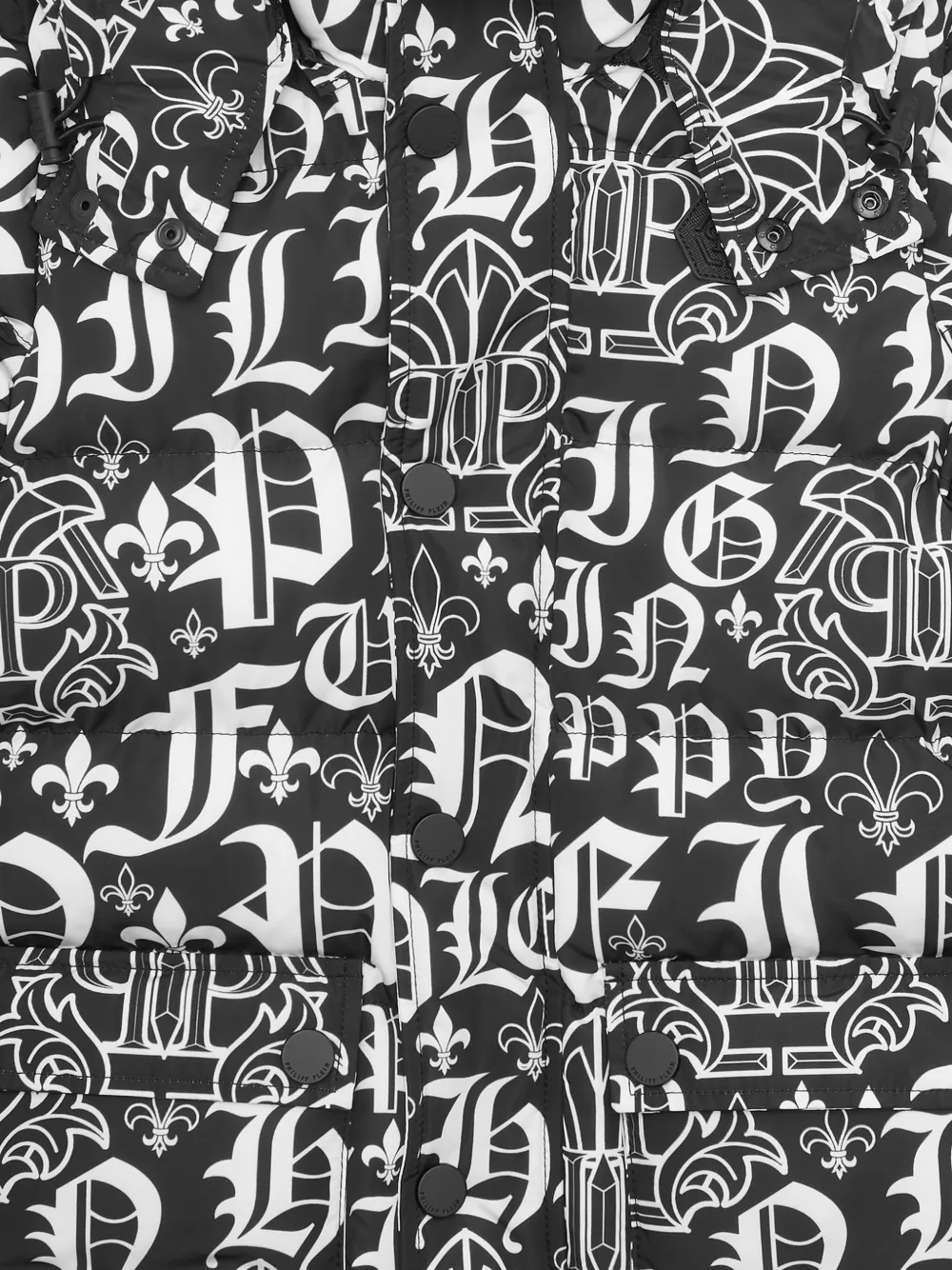 Philipp Plein Junior Donsjack met logoprint Zwart