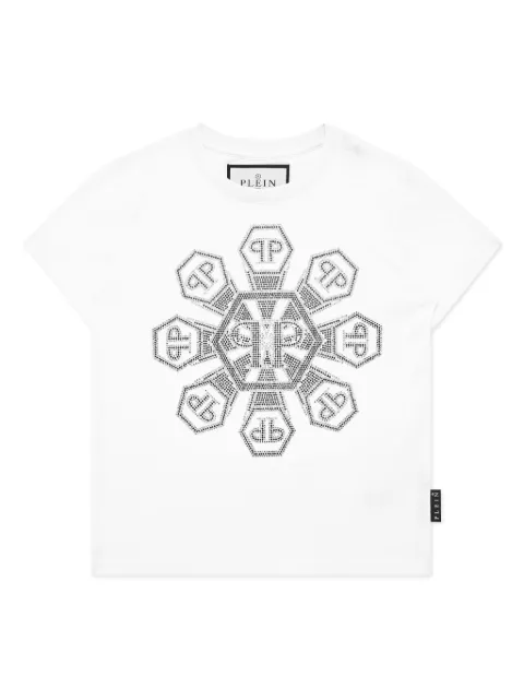 Philipp Plein Junior playera con aplique de monograma