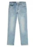 Philipp Plein Junior logo-patch five-pocket straight-leg jeans - Blue