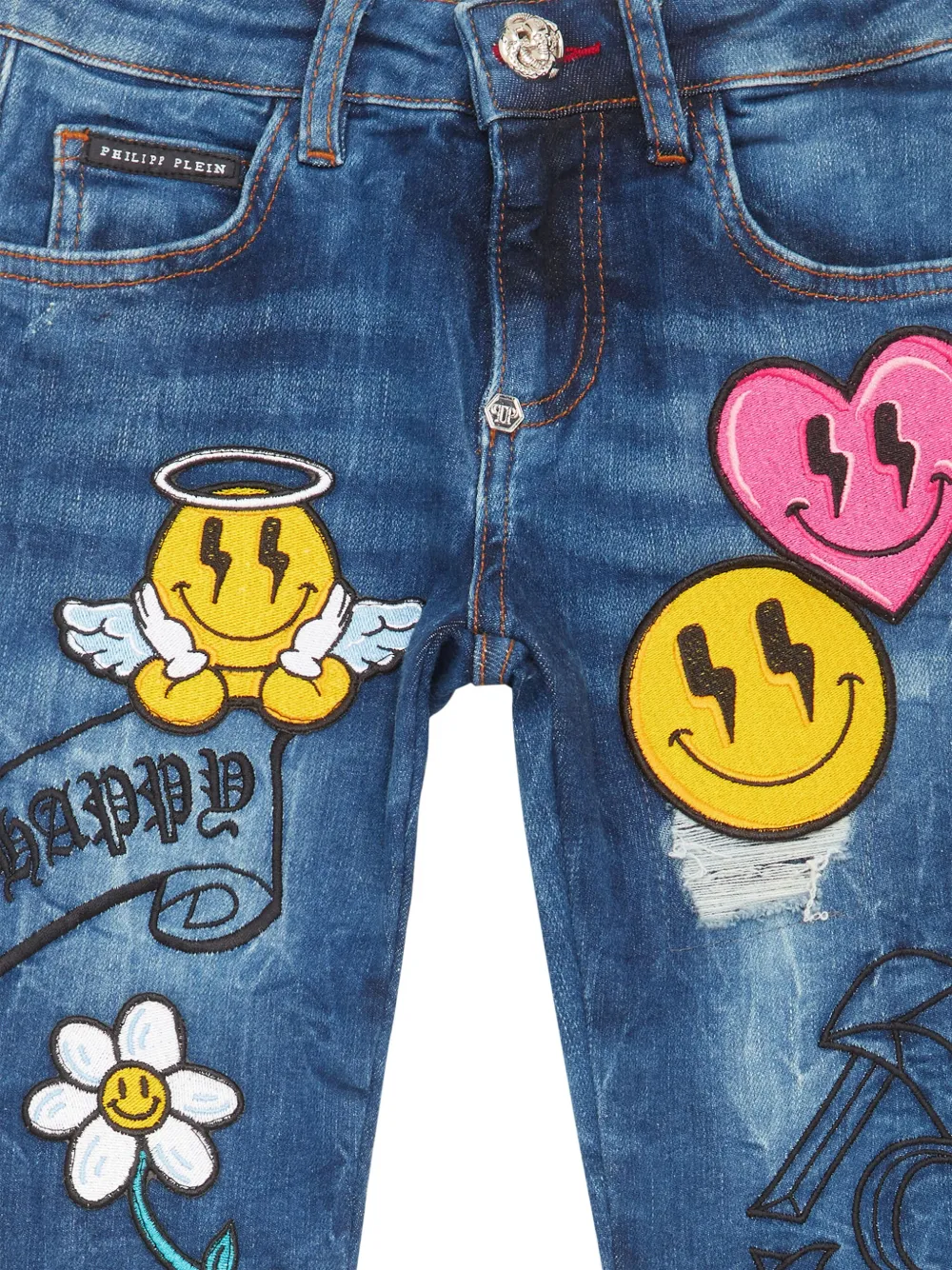 Philipp Plein Junior Ruimvallende broek Blauw