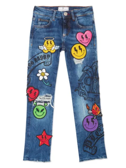 Philipp Plein Junior بنطال فضفاض 'سمايل'