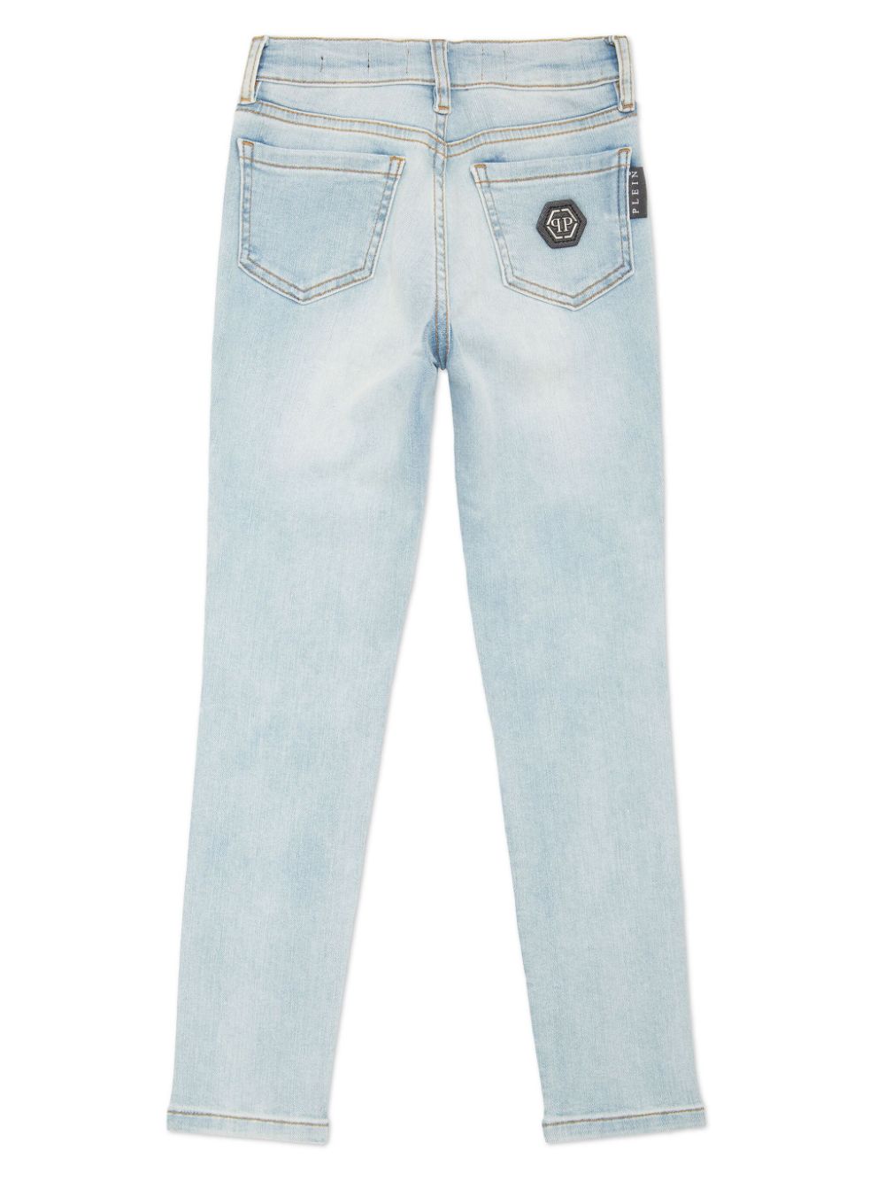 Philipp Plein Junior Straight jeans met vijf zakken en kristallen - Blauw