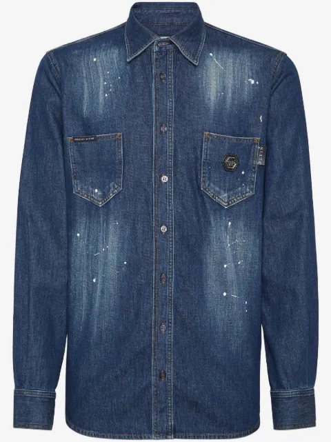 Philipp Plein camisa de mezclilla manga larga
