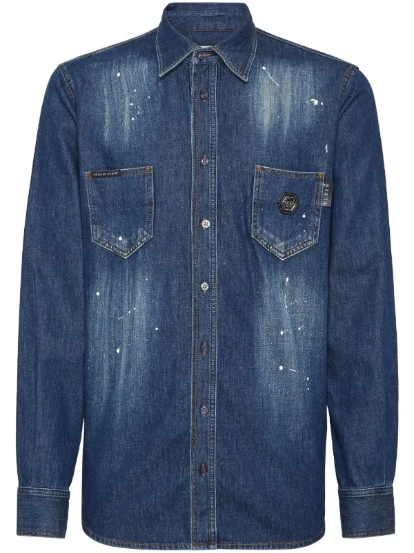 Philipp Plein デニムシャツ | ブルー | FARFETCH JP