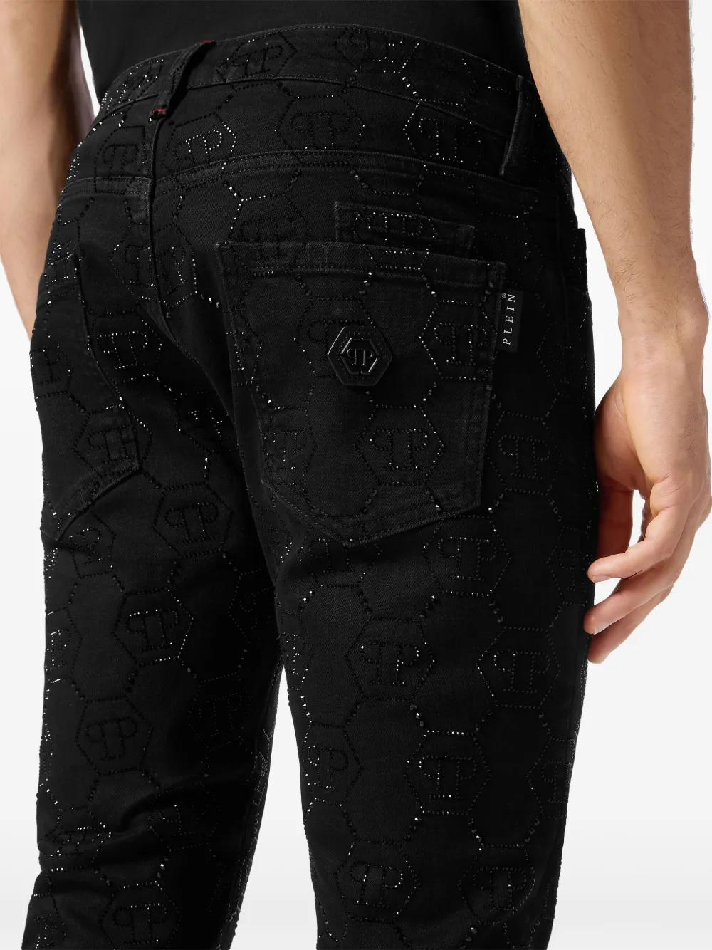 Philipp Plein Jeans verfraaid met stras Zwart