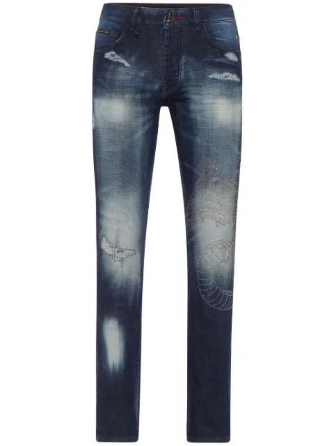 Philipp Plein Super Straight Cut Dragon Strass jeans Men