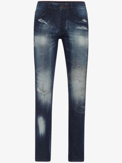 Philipp Plein Super Straight Jeans mit Drachendetail
