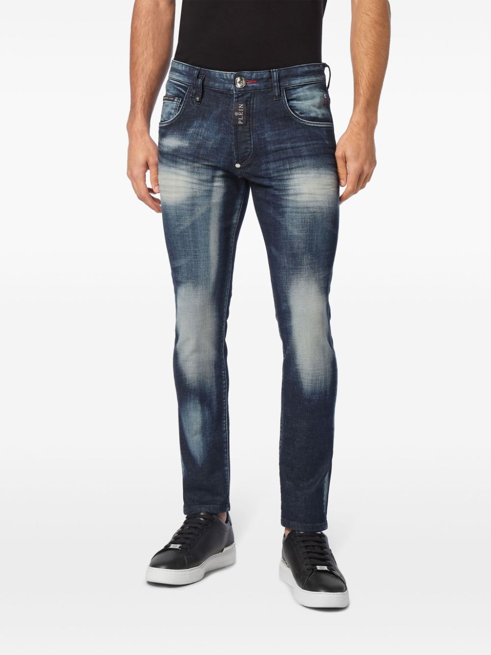 Shop Philipp Plein Logo-appliqué Skinny Jeans In Blue