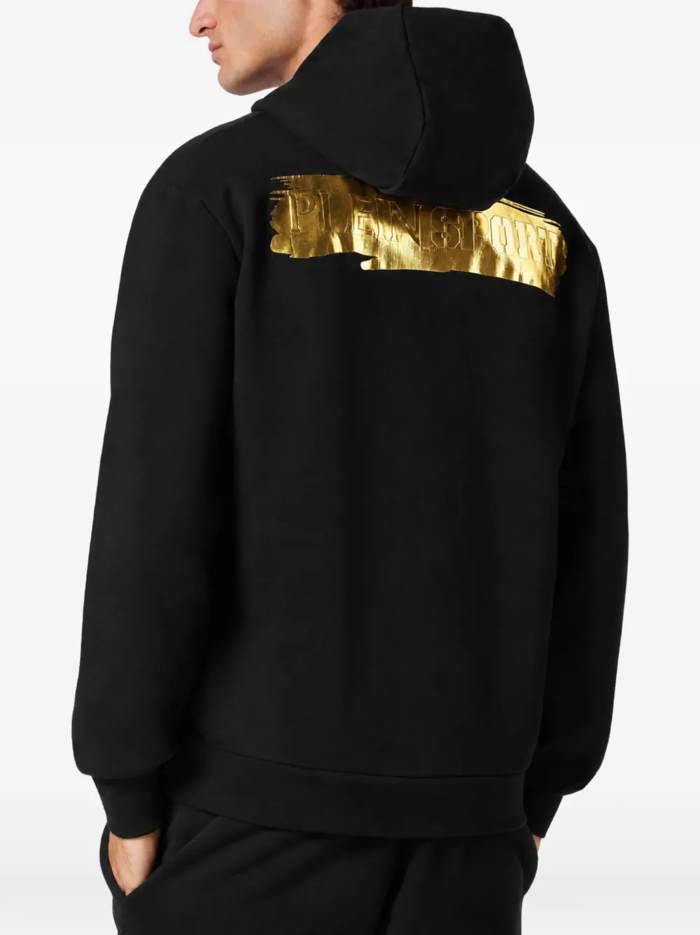 Plein Sport logo-patch hoodie Zwart
