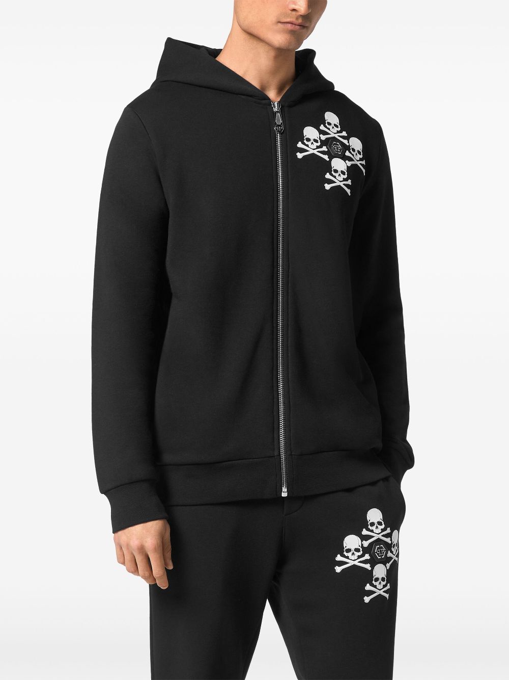 Philipp Plein skull-print cotton-blend hoodie Men