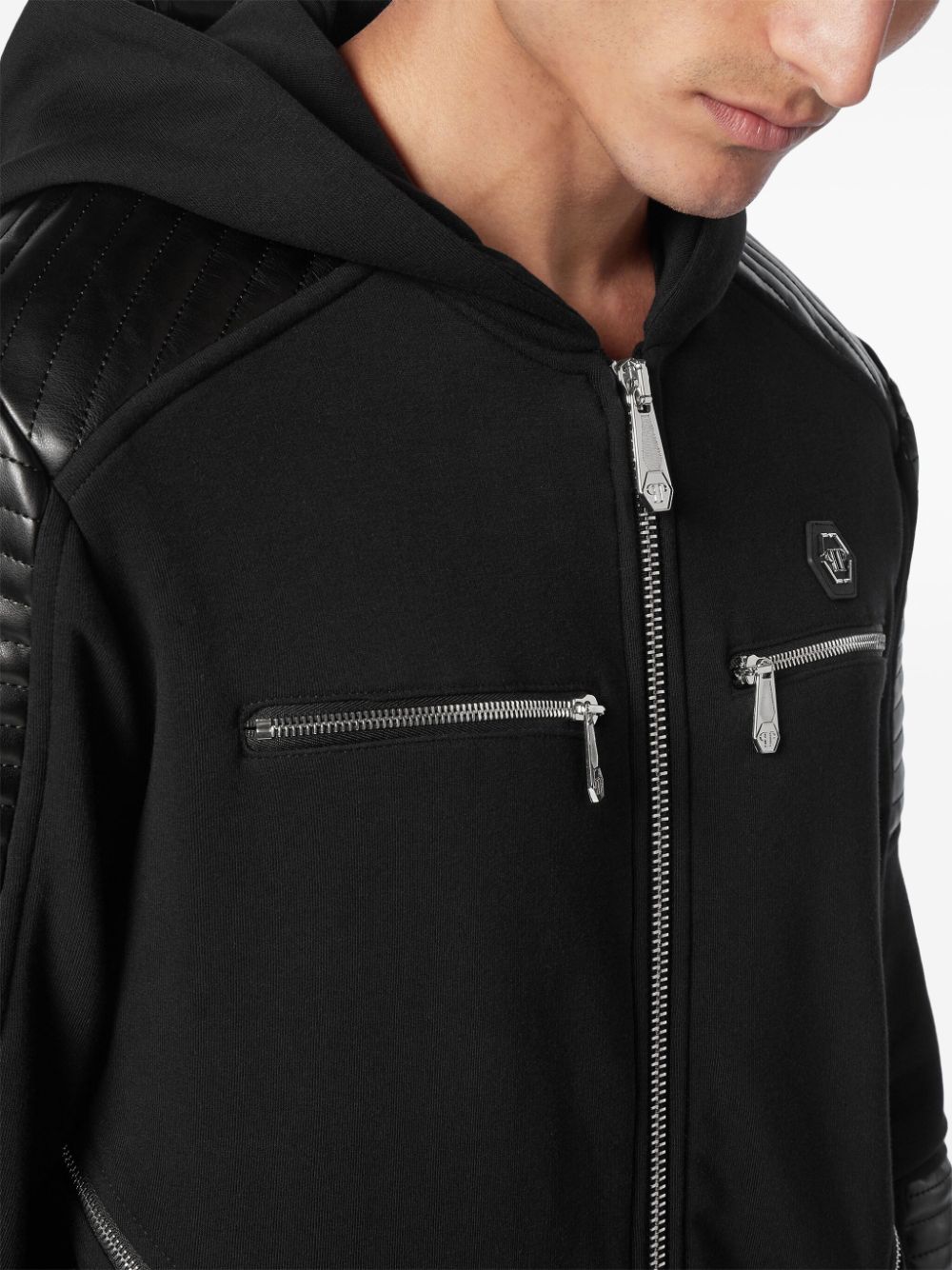 Shop Philipp Plein Zip-up Hooded Jacket In Black