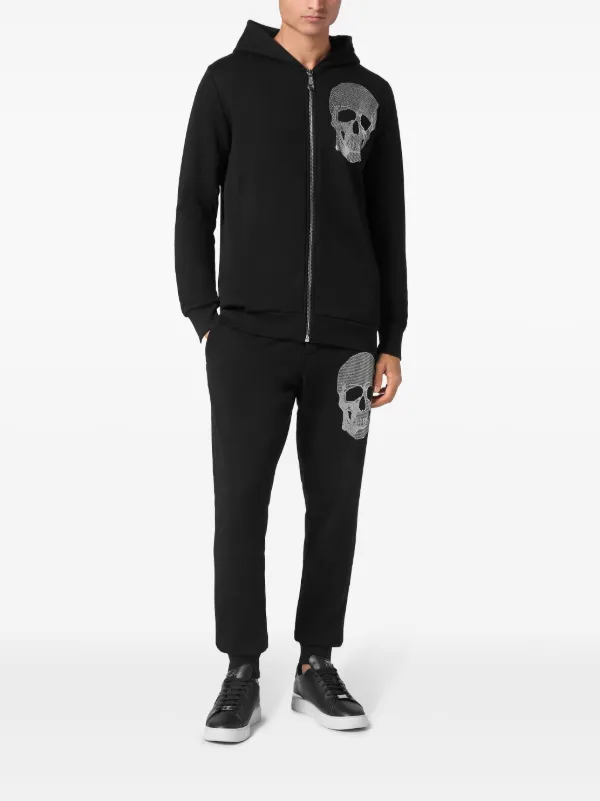 Philipp Plein Embroidered Zipped Hoodie | Black | FARFETCH AO