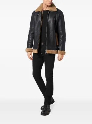 フィリッププレイン　ブラックレザー フード付きジャケット スカルデザイン Philipp Plein（フィリッププレイン）レザージャケット - FARFETCH