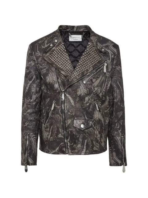 Philipp Plein skull studded biker jacket