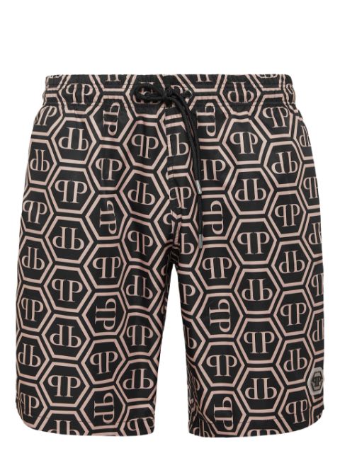 Philipp Plein monogram-print swim shorts Men