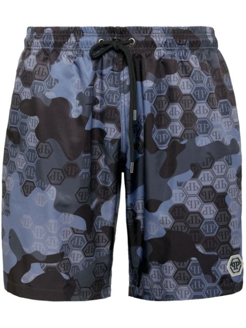 Philipp Plein monogram pattern swim shorts Men