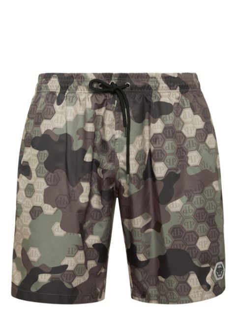 Philipp Plein monogram pattern swim shorts Men