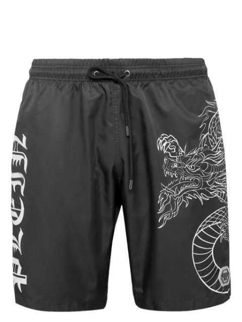 Philipp Plein dragon-print swim shorts Men