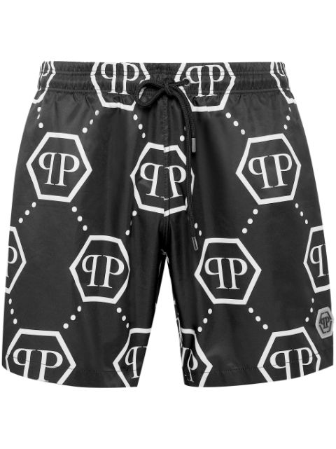 Philipp Plein monogram pattern swim shorts Men