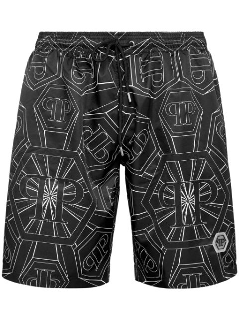 Philipp Plein monogram-print swim shorts Men