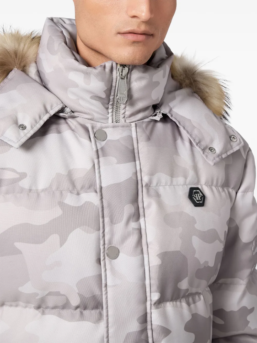 Philipp Plein Parka met camouflageprint Beige