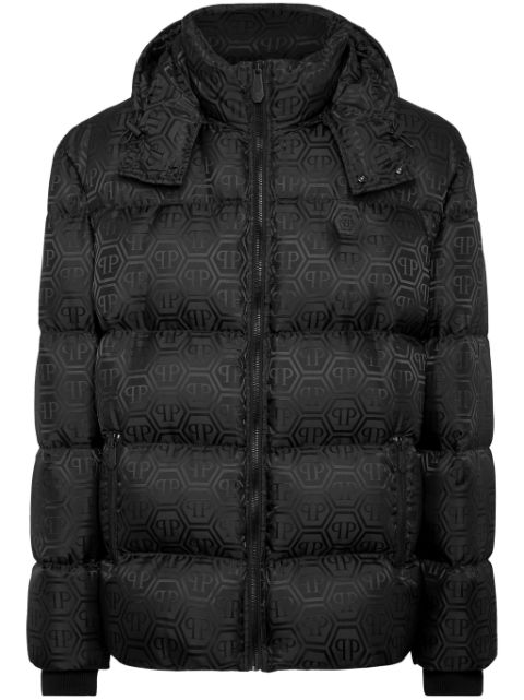 Philipp Plein monogram-jacquard padded jacket Men