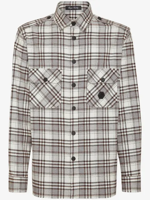 Philipp Plein Skull&Bones-print checked shirt