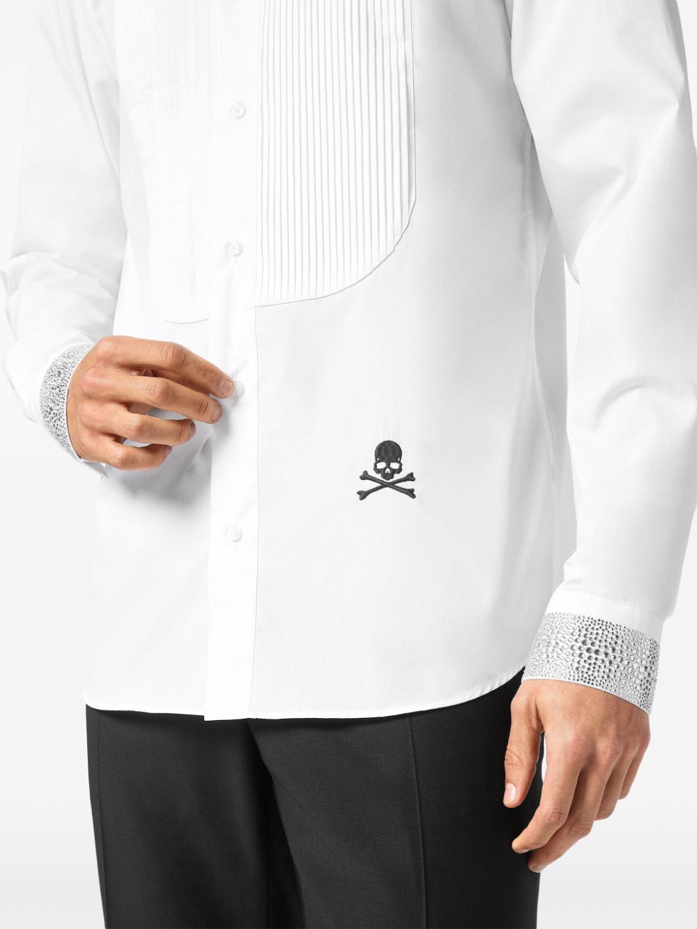 Shop Philipp Plein Black Tie Shirt In White