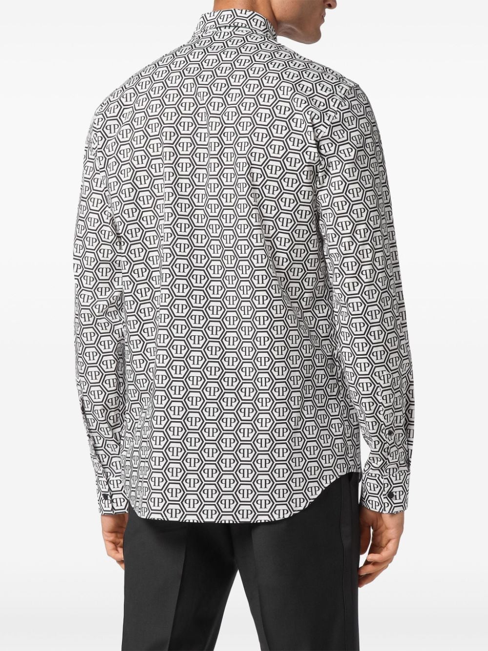 Shop Philipp Plein Monogram-print Shirt In Black