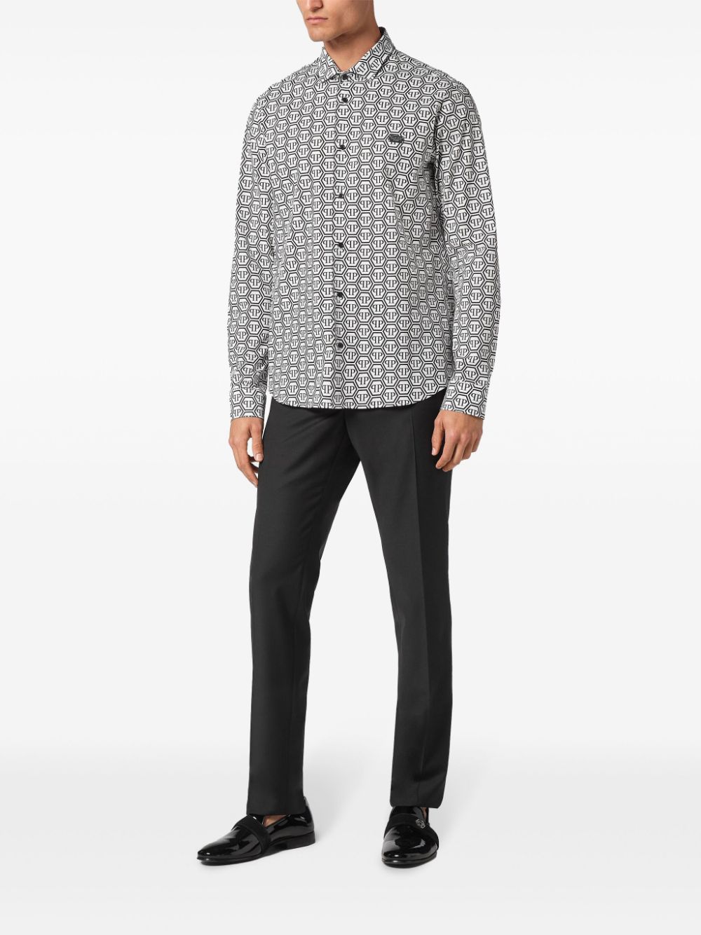 Philipp Plein monogram-print shirt - Zwart