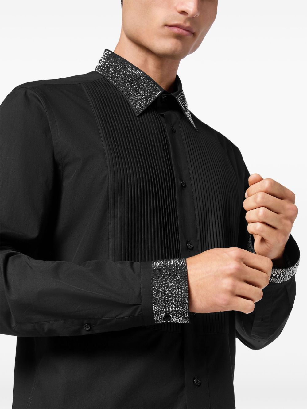 Shop Philipp Plein Black Tie Shirt