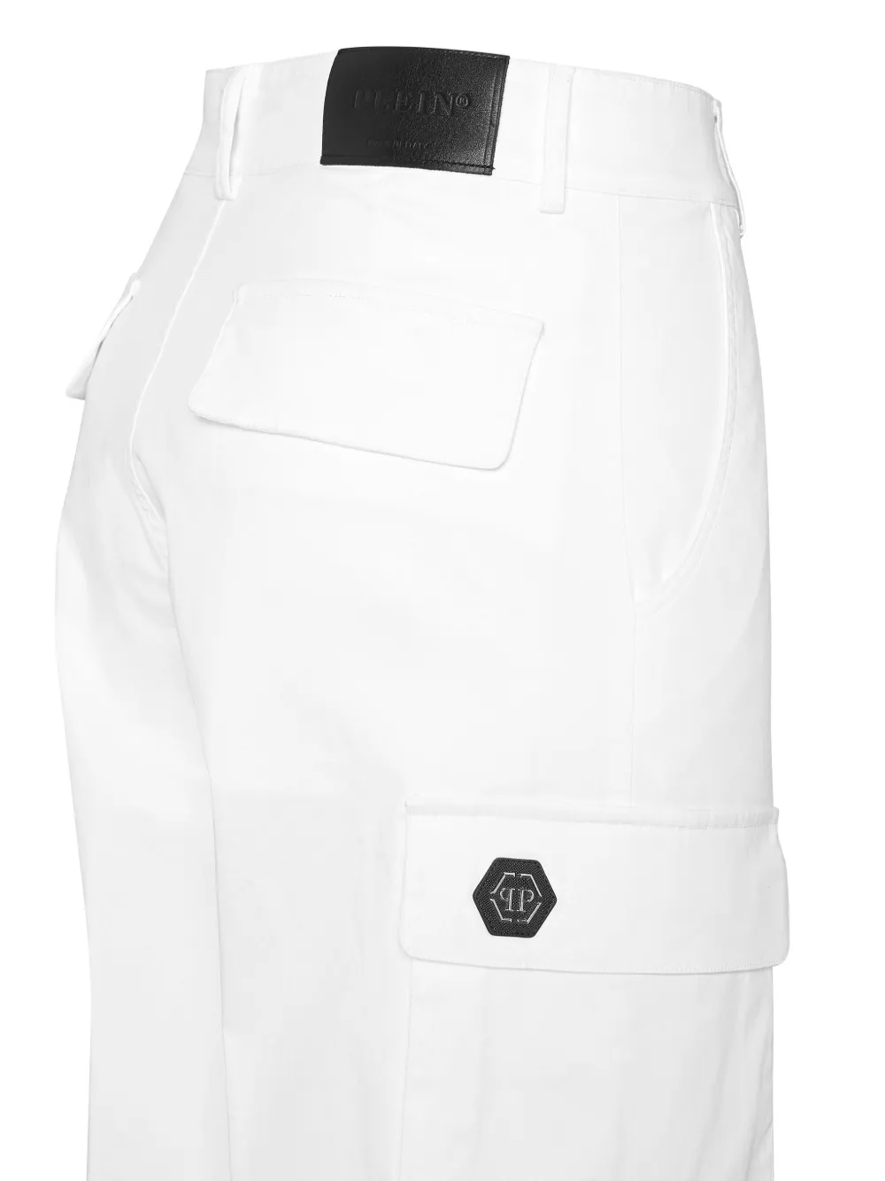 Shop Philipp Plein Tapered-leg Cargo Trousers In White