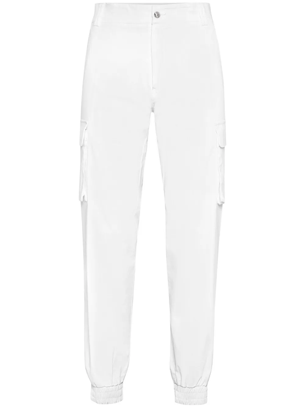 Shop Philipp Plein Tapered-leg Cargo Trousers In White